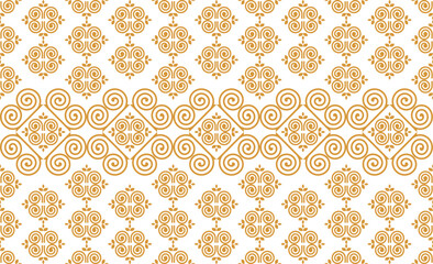 Hmong ethnic pattern designed with spiral lines resembling shells, which is unique to this ethnic group. Golden lines on a transparent background.