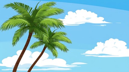 Fototapeta premium Tropical Palm Trees Sky Background