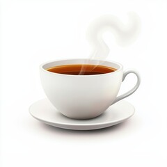 Obraz premium Cloud of rising steam from a hot cup of tea, isolated on a clean white background