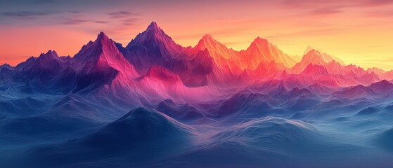 Sunrise over majestic mountain range nature landscape vibrant colors serene environment