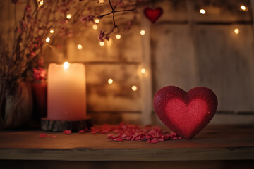 Dreamy Valentine's Day Background with Heart Bokeh and Soft Lighting, Generative AI