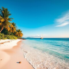 Una playa joya escondida con aguas cristalinas y arena blanca.