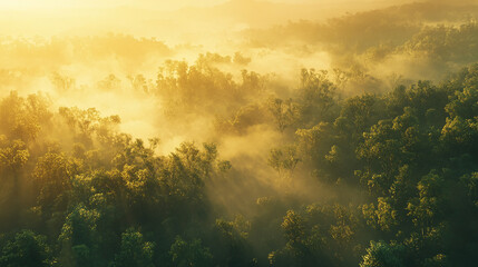 Fototapeta premium Serene Forest Mist Wallpaper