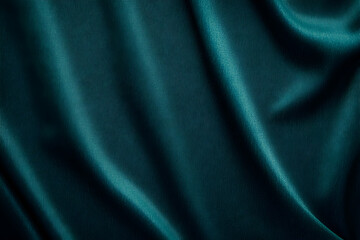 Obraz premium Elegant Teal Green Satin Fabric Background with Smooth Draped Texture and Luxurious Silk Effect, Perfect for Fashion, Branding, and High-End Design