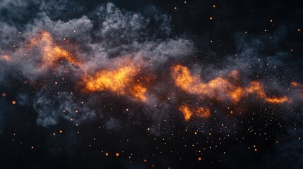 Fototapeta premium Set of burning fires of flames and sparks on transparent background,