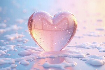 Fototapeta premium transparent heart shape with gradient on frosty background
