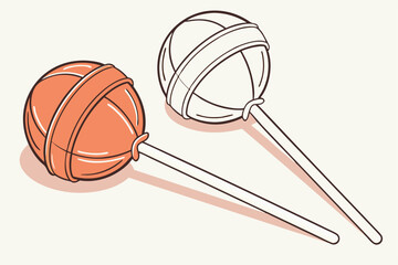  Lollipops, orange and white, spherical candy, plastic sticks, minimalist composition, soft shadows, clean background, high-key lighting, macro photography, simple elegance, nostalgic treats, vibrant 