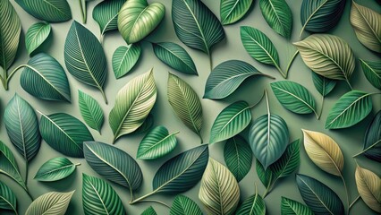 A lush tapestry of vibrant green leaves arranged in a harmonious pattern, showcasing nature's artistry and the beauty of simple forms.