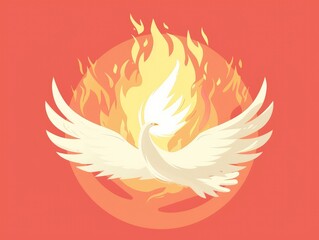Fototapeta premium Majestic Phoenix Rising Amidst Fiery Flames in Vibrant Art