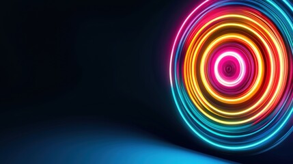 Close-up of glowing paths converging at the bullseye vibrant center