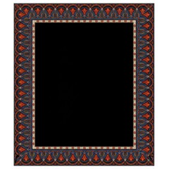 Ornate Decorative Frame Illustration with Intricate Red and Blue Patterns Perfect for Art Projects and Invitations