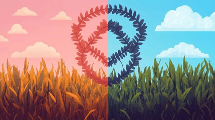 Obraz premium Genetic engineering flat design front view biotechnology revolution theme cartoon drawing Split-complementary color scheme.