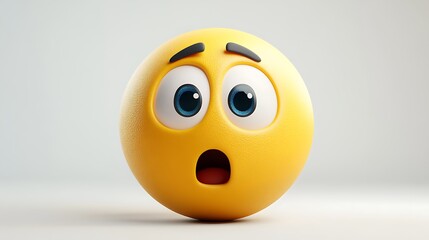 3D surprised emoticon on plain background. Potential use stock photography