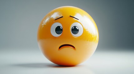 Fototapeta premium 3D rendered emoji, worried, sphere, simple background