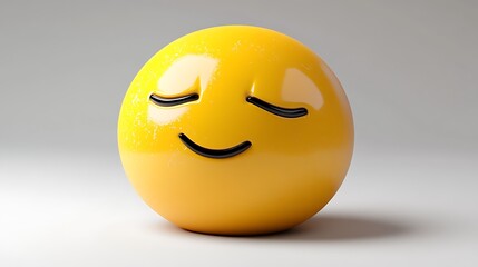 Fototapeta premium 3D Smiling Emoji, Peaceful Expression, Studio Lighting, Illustration