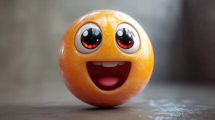 3D happy emoticon, cheerful, digital art, studio shot