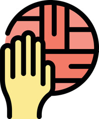 Hand interacting with a segmented circular surface, exploring textures or engaging in a tactile activity