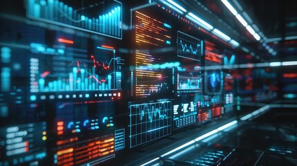 Fototapeta premium Dynamic Visualization of Data Analytics in a High-Tech Environment