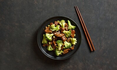 Beef with broccoli in asian style