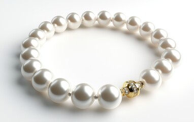 Obraz premium Elegant pearl necklace with a gold clasp isolated on a white background