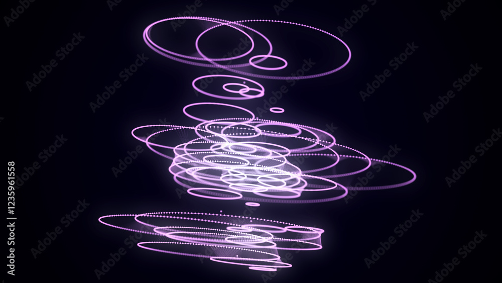 Poster Abstract blue sphere with connecting dots and lines. Wireframe technology sphere of particles. Big data visualization. 3d rendering.