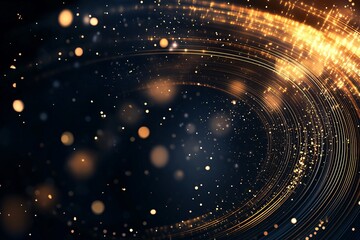 Naklejka premium Golden Light Trails Swirling in Dark Space