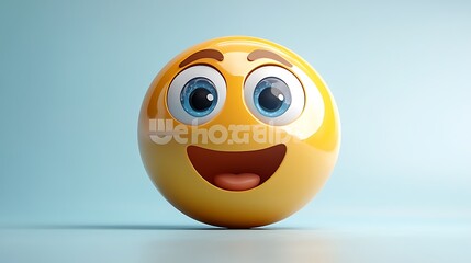 3D Smiling Emoji on Light Blue Background