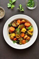 Stewed vegetables on plate