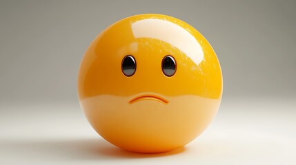 Fototapeta premium 3D sad emoticon, digital illustration, round, yellow. Possible use for digital communication