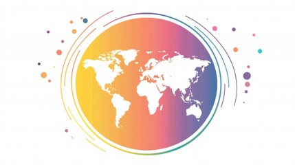 Obraz premium earth Colourful Silhouette Silhouette of a world map filled with vibrant, multicolored continents, representing global diversity and cultural richness