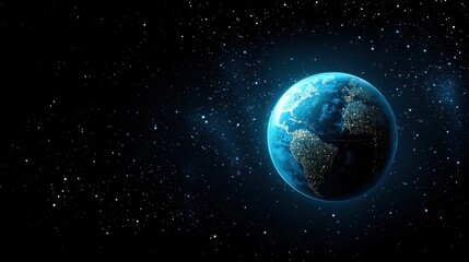 Obraz premium earth futuristic Earth with orbiting satellites and interconnected digital networks, dark space background, representing global communication and technological advancements