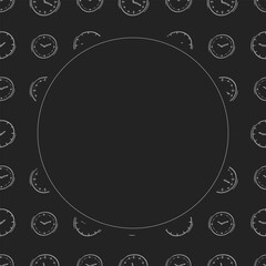 clock icon frame. doodle clock icon circle frame. hand drawn clock icon frame background. clock icon background