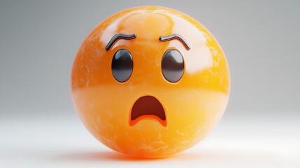 3D rendered surprised emoji, abstract background, digital art, possible use in social media or design