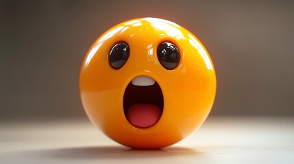 3D surprised emoticon on a plain background for digital communication