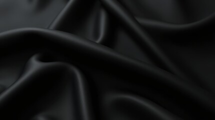 Fototapeta premium Elegant Allure: The Timeless Charm of Black Silk Fabric Sleek Sophistication: Exploring Dark Satin Textiles Luxurious Drapery: Captivating Textures of Black Fabric