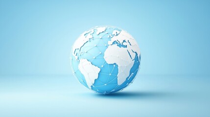 Fototapeta premium earth icon Earth icon with a network of interconnected lines, blue background, representing global communication and interconnectedness