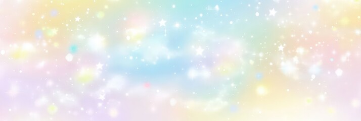 Obraz premium Soft Pastel Colored Background with Stars and Cloudy Elements for Dreamy and Ethereal Designs, Ideal for Various Creative Projects
