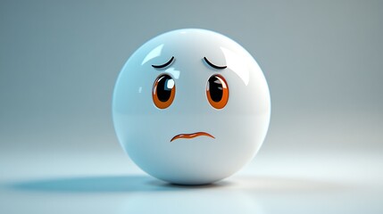 3D Sad Emoji on White Background. Possible Use Stock photo for emotion, digital art, web design, or social media