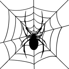 Spider on Web Silhouette Vector