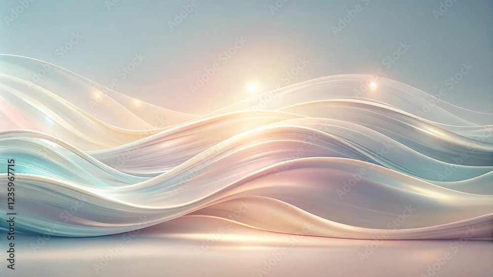 Leinwandbilder Abstract Minimalist Design Featuring Soft, Flowing Waves in White and Pastel Colors with Subtle Highlights and a Subtle Gradient Background