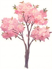 Fototapeta premium Beautiful cherry blossom tree illustration. Generative AI