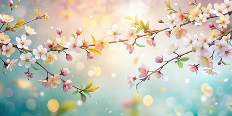 Obraz premium Delicate Blossoms Dancing in the Spring Breeze, A Symphony of Pastel Hues and Gentle Light
