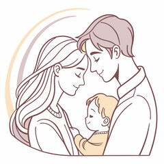 Elegant vector illustration of a loving family with parents and child

