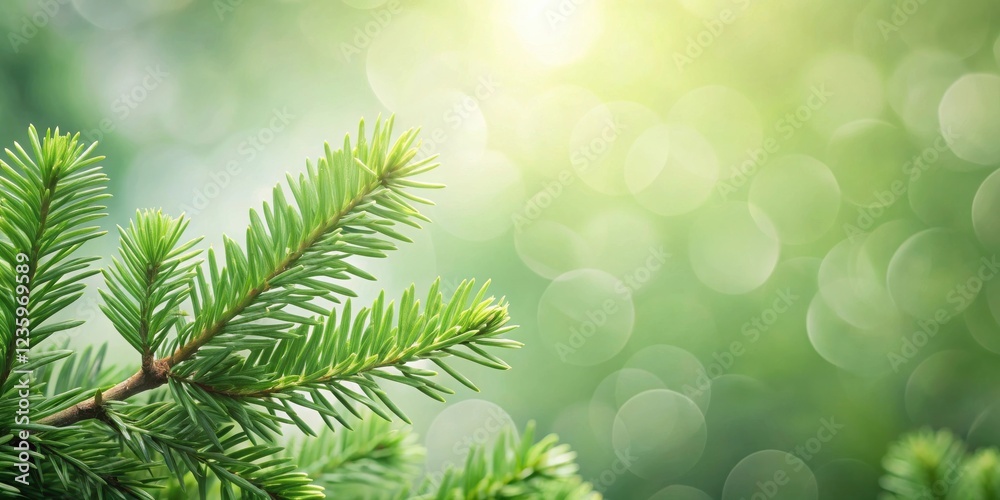 Poster A Close-up of a Pine Branch with a Soft Bokeh Background, Capturing the Tranquility of Nature's Simplicity