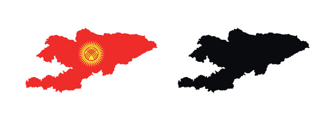 Kyrgyzstan Map vector icon. Map of Kyrgyzstan in Flag colors.