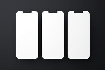 Smartphone White Screen Blank Mockup（スマートフォン白画面複数枚モックアップ ｜ 黒背景）	