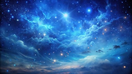 A celestial tapestry of stars, swirling clouds, and a radiant glow, painting a vibrant night sky with luminous wonder.