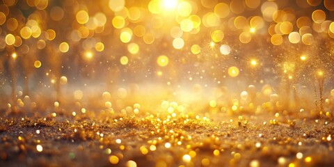 A shimmering golden background with a soft, diffused light and delicate bokeh effects, creating a magical and festive atmosphere.