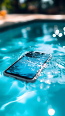 A smartphone with a waterproof design used near a pool.