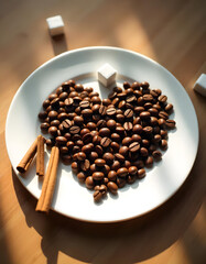 coffee beans and cup